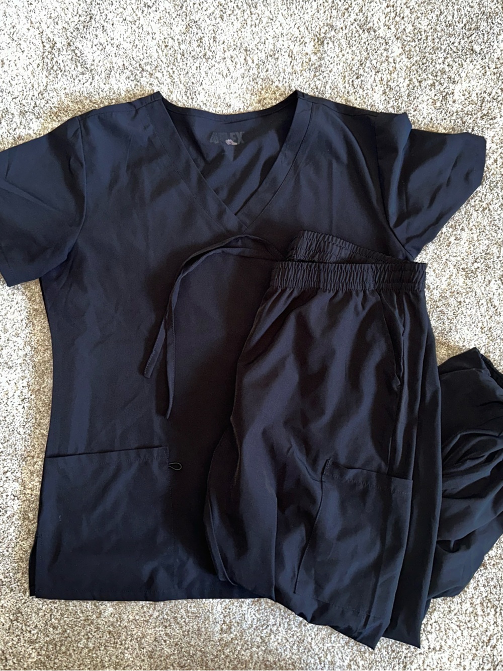 4Flex Classic Black Scrub Set - Top & Pants